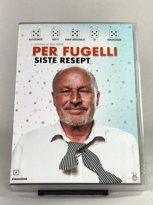 Forside av DVD-cover til Per Fugelli – Siste resept – dokumentar av Erik Poppe om Per Fugellis siste år, en ærlig og rørende film om liv og død – brukt DVD hos Brukbar Film.