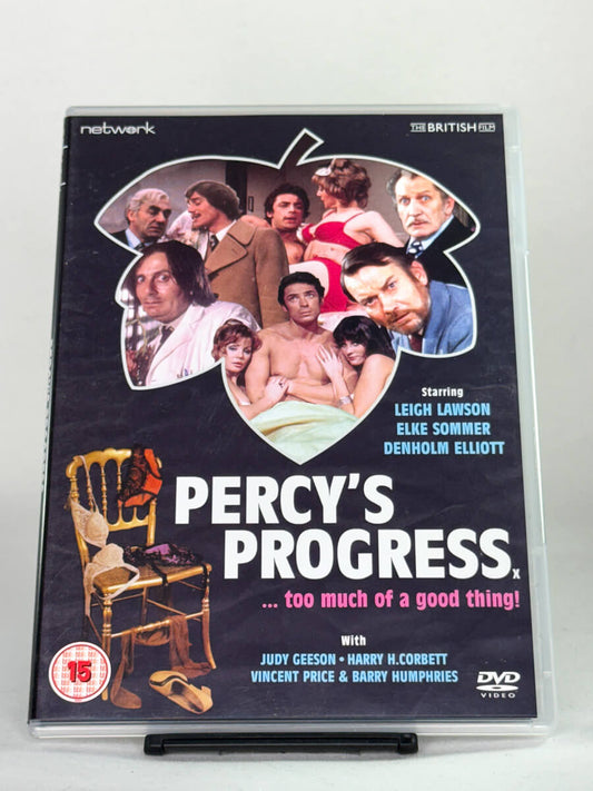 Forside av brukt DVD Percy’s Progress – britisk komedieklassiker med Denholm Elliott og Vincent Price hos Brukbar Film