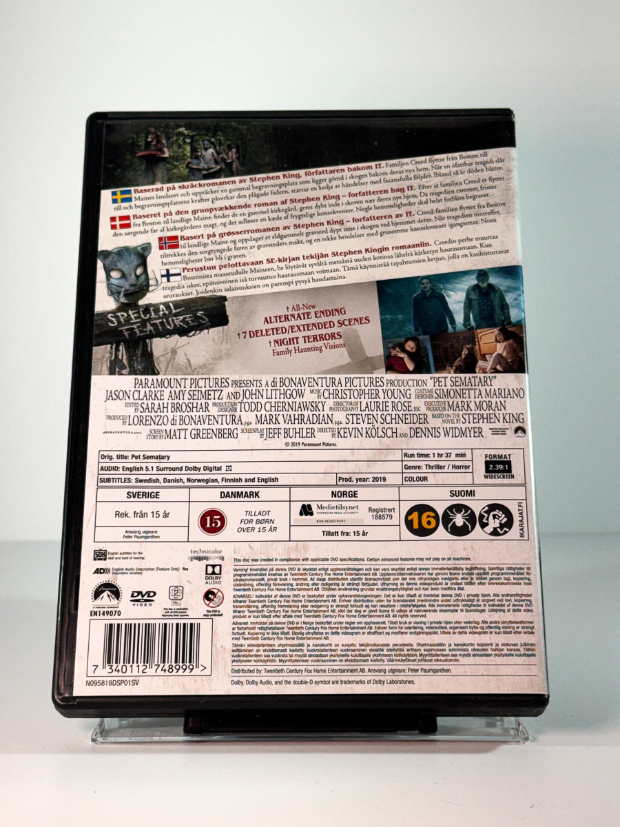 Bakside av cover til Pet Sematary, bruktfilm hos nettbutikken Brukbar Film