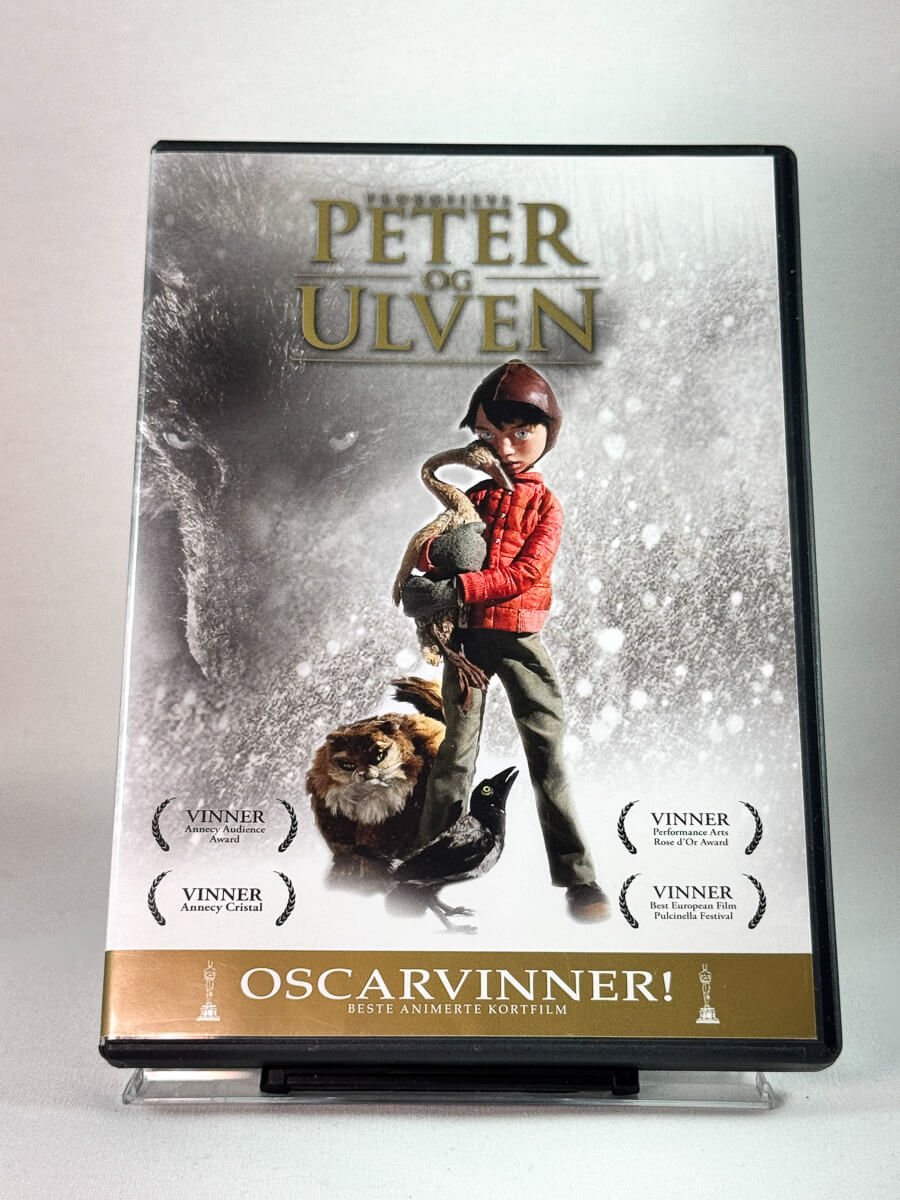 Forside av DVD-cover til Peter og ulven, bruktfilm på DVD hos Brukbar Film