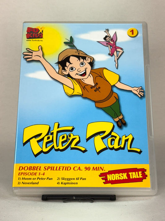 Forside av DVD-cover til Peter Pan – Episode 1–4 – klassisk barneeventyr fra Fox Kids med norsk tale – brukt tegnefilm på DVD hos Brukbar Film.