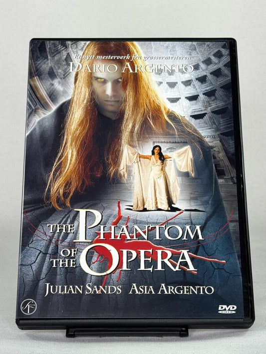 Forside av DVD-cover til The Phantom of the Opera – Dario Argentos skrekkversjon på brukt DVD, tilgjengelig hos Brukbar Film