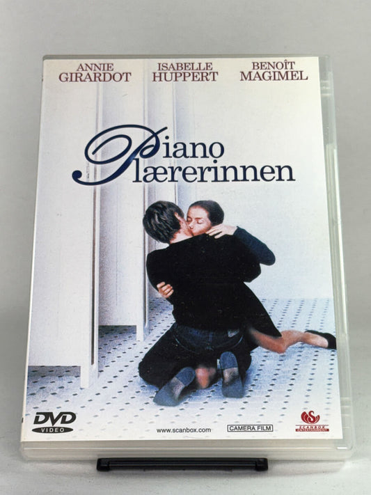 Forside av DVDcover til Pianolærerinnen – brukt europeisk dramafilm på DVD fra Brukbar Film
