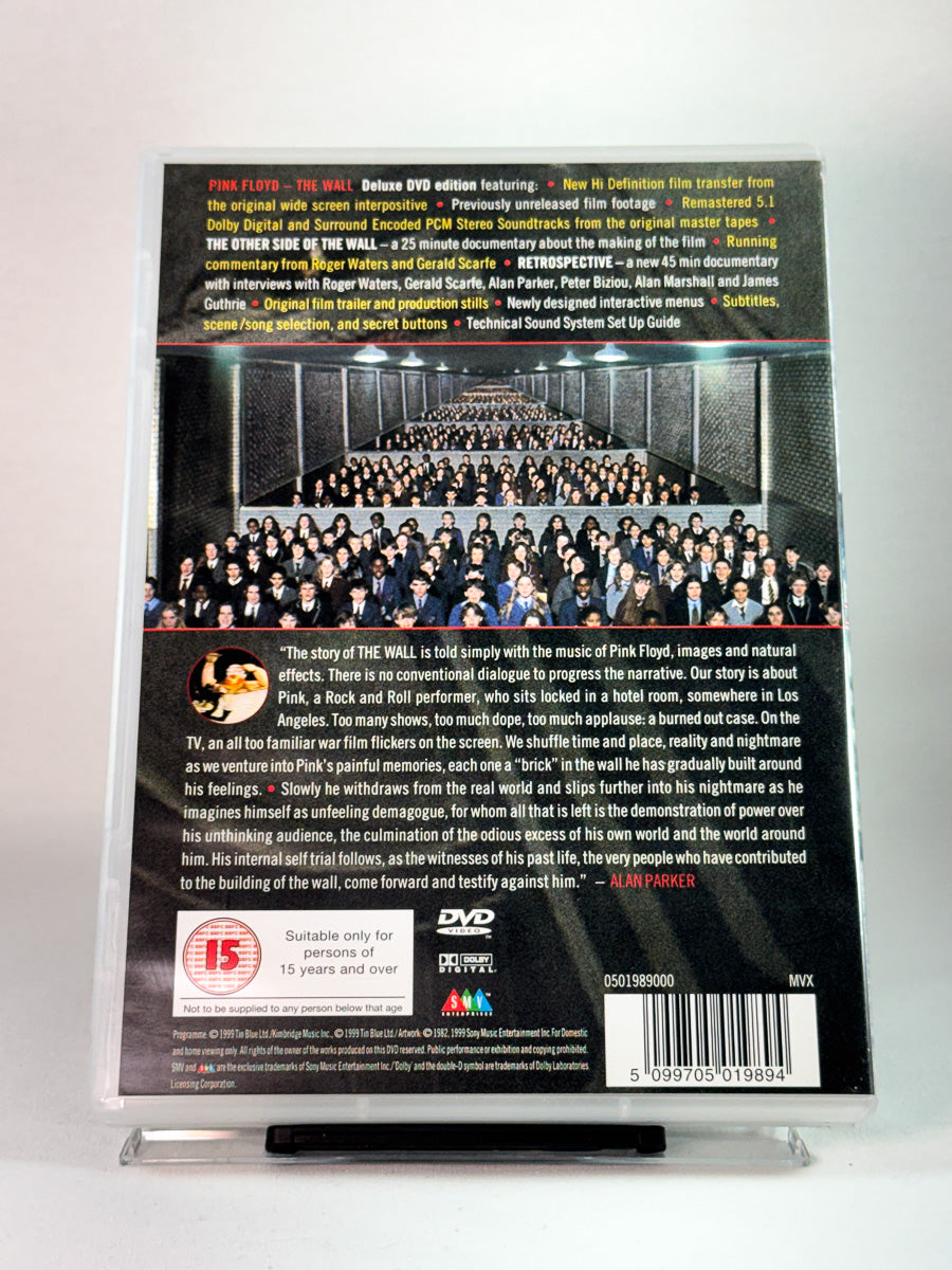Bakside av cover til Pink Floyd: The Wall, bruktfilm på DVD hos Brukbar Film