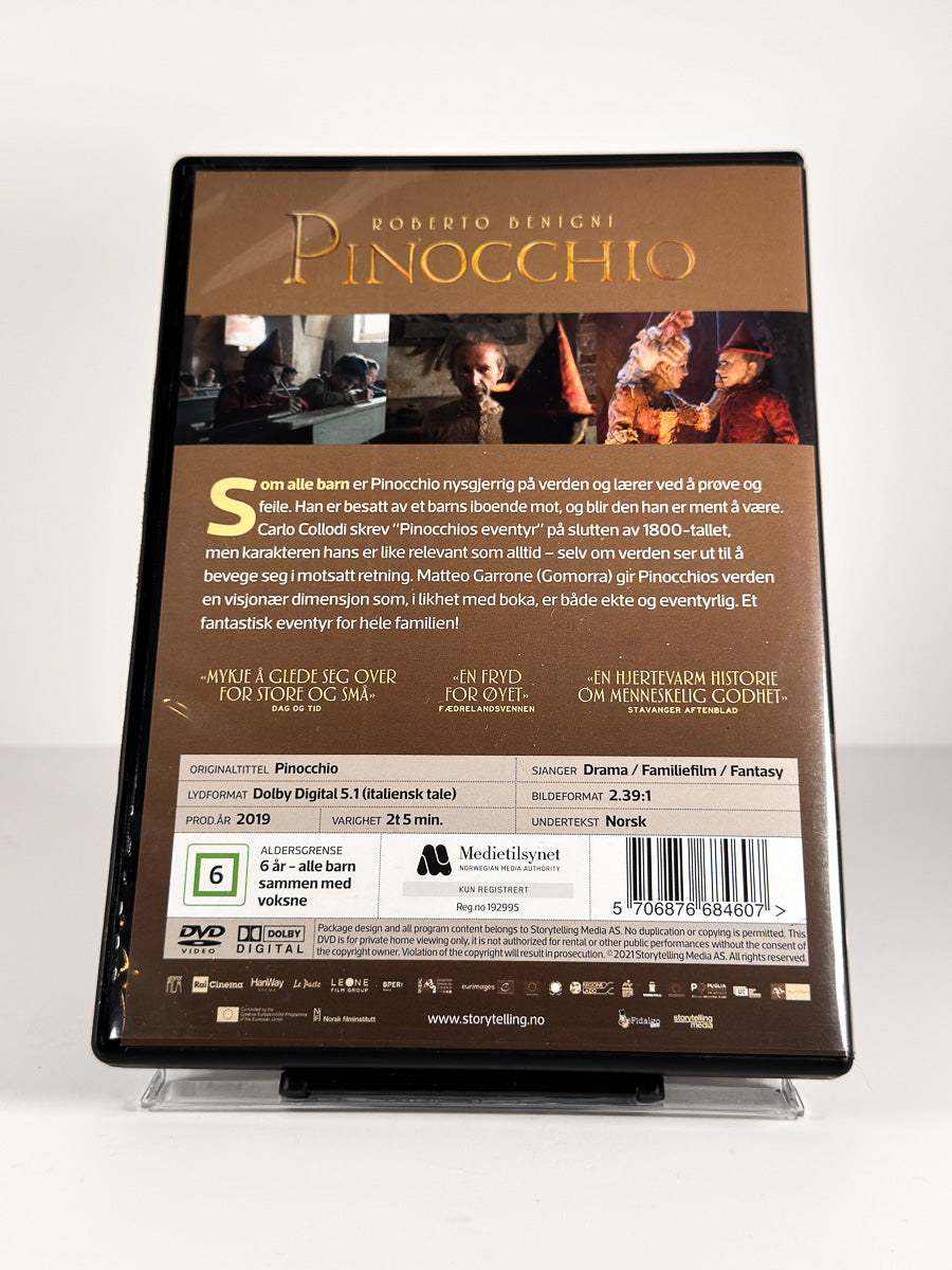 Bakside av cover til Pinocchio på DVD