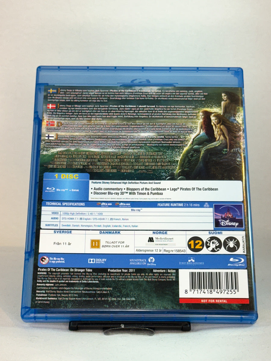 Bakside av Blu-ray-cover for Pirates of the Caribbean: On Stranger Tides – brukt Blu-ray hos Brukbar Film