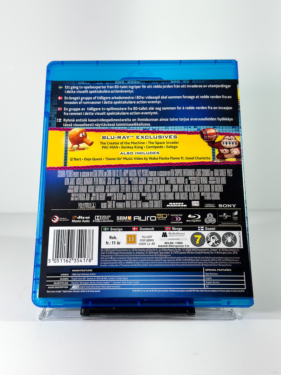 Bakside av cover til Pixels på Blu-ray