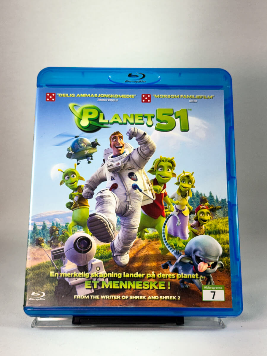 Forside av Blu-ray-cover til Planet 51, brukt Blu-ray hos Brukbar Film
