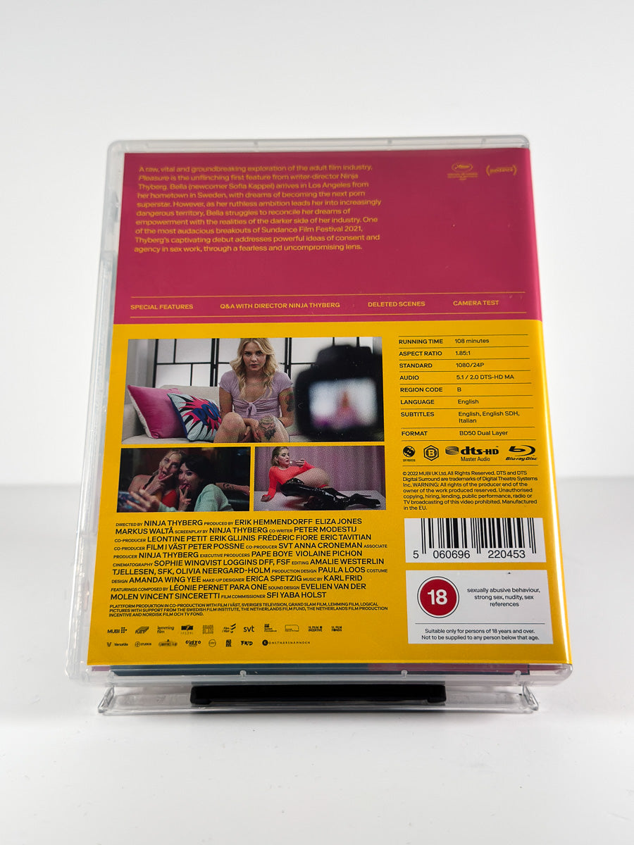 Bakside av cover til Pleasure på Blu-ray