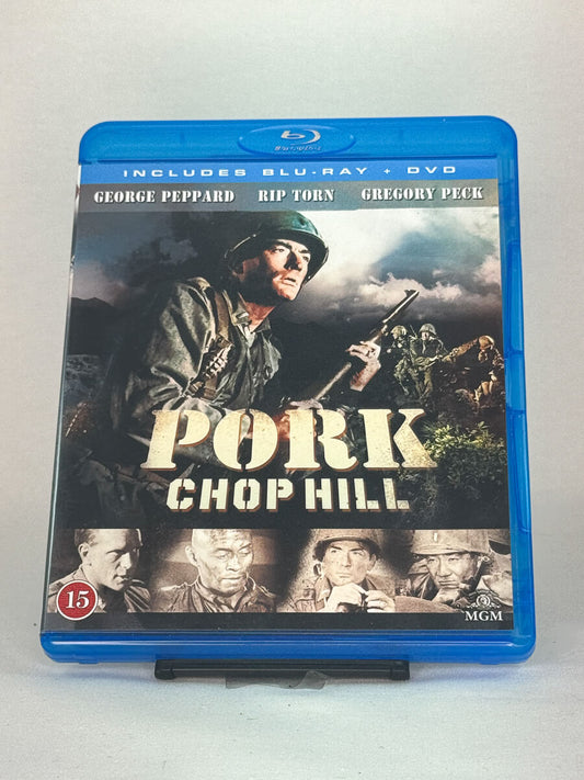 Forside av Blu-ray-cover til Pork Chop Hill med Gregory Peck – realistisk krigsdrama fra Koreakrigen, brukt Blu-ray hos Brukbar Film.