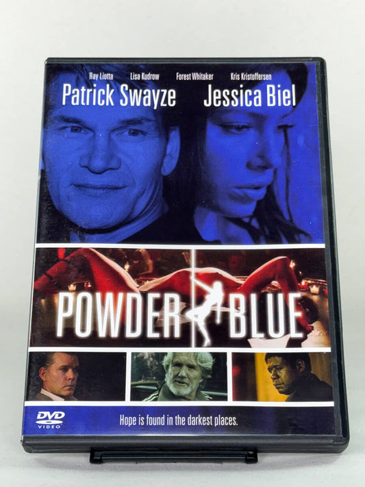 Brukt DVD-film Powder Blue – forside av originalt cover med Jessica Biel, Patrick Swayze og stjernespekket cast hos Brukbar Film