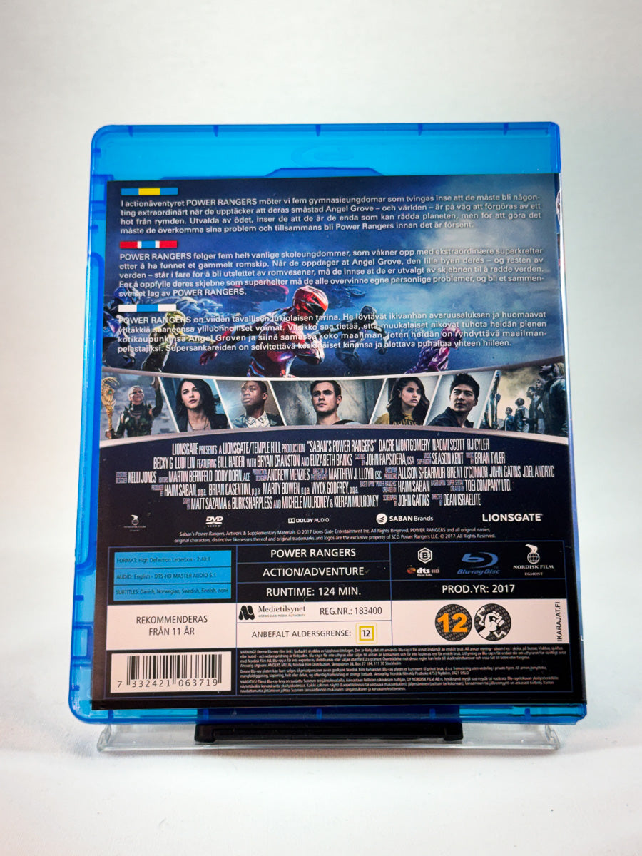 Bakside av Blu-ray-cover til Power Rangers, bruktfilm på Blu-ray hos Brukbar Film
