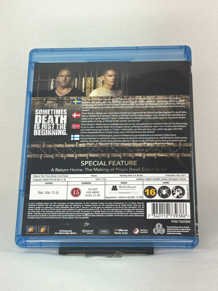 Bakside av Blu-ray-cover til Prison Break – Event Series – brukt spenningsserie på DVD og Blu-ray fra Brukbar Film