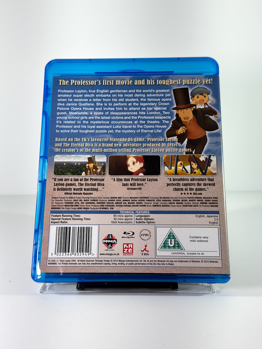 Bakside av cover til Professor Layton and the Eternal Diva på Blu-ray