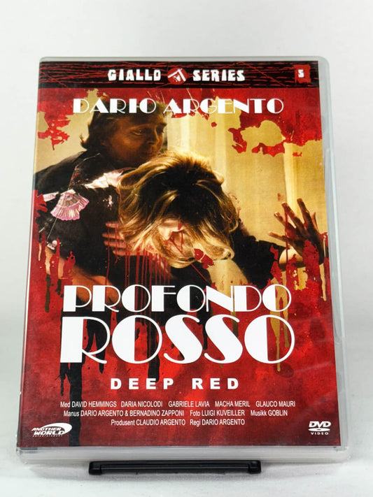 Forside av DVD-cover til Profondo Rosso (Deep Red) – italiensk kultfilm på brukt DVD, tilgjengelig hos Brukbar Film.