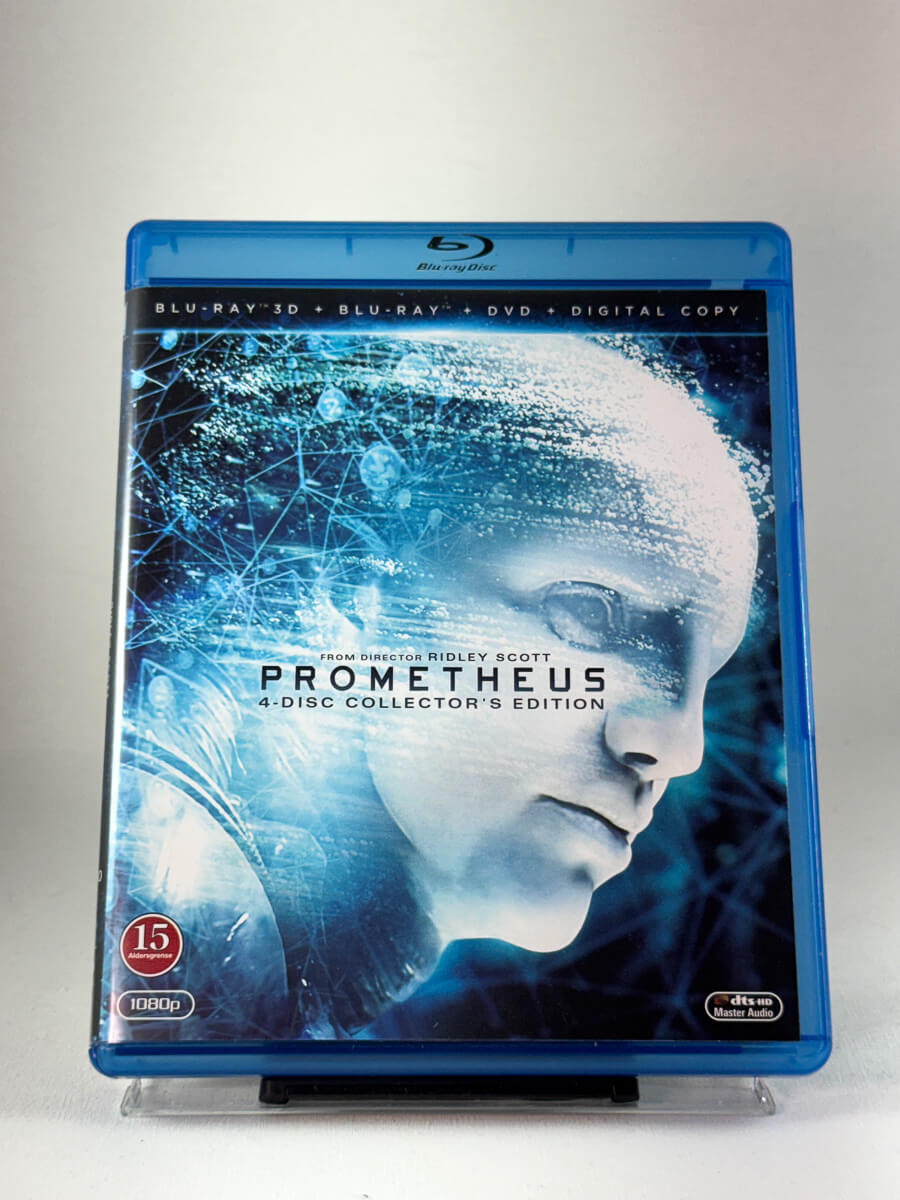 Forside av Blu-ray-utgivelsen Prometheus, bruktfilm tilgjengelig hos Brukbar Film