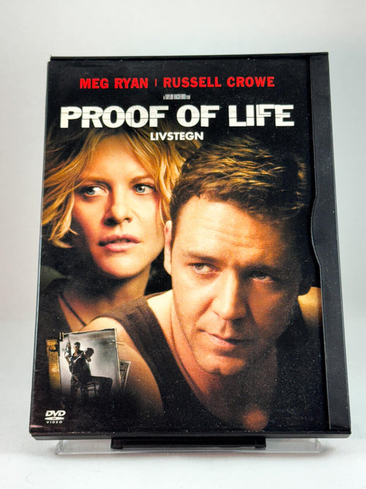 Forside av DVD-cover til filmen Proof of Life – brukt DVD-film, bilde av Meg Ryan og Russell Crowe, kjøp brukte filmer hos Brukbar Film