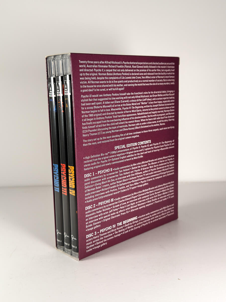 Bakside av cover til Psycho – The Story Continues på Blu-ray