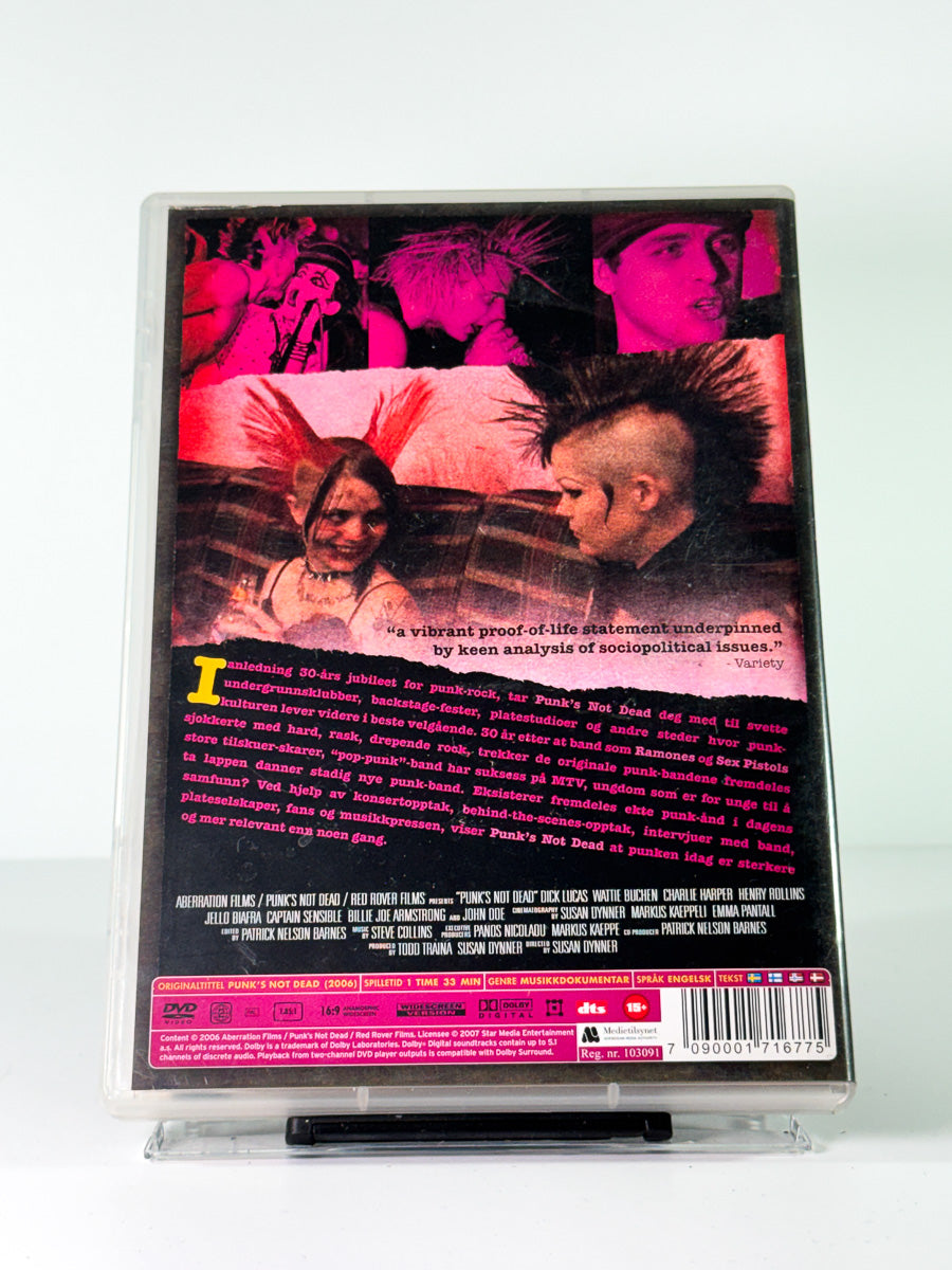 Bakside av cover til Punk's Not Dead, brukt original DVD hos Brukbar Film