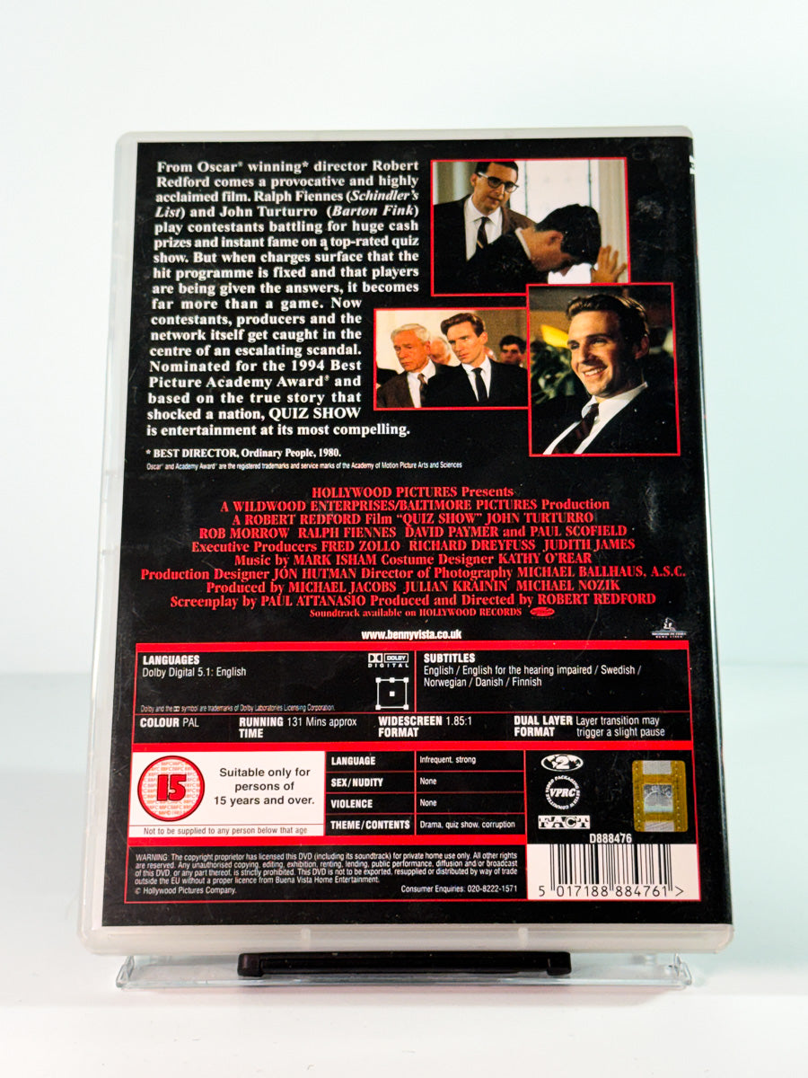 Bakside av cover til quiz show, bruktfilm hos nettbutikken Brukbar Film