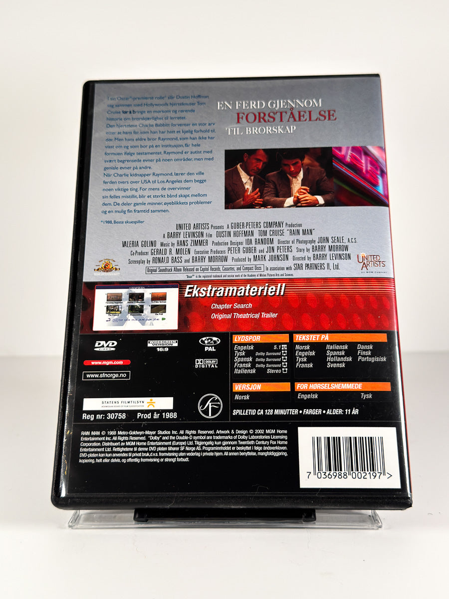 Bakside av cover til Rain Man på DVD