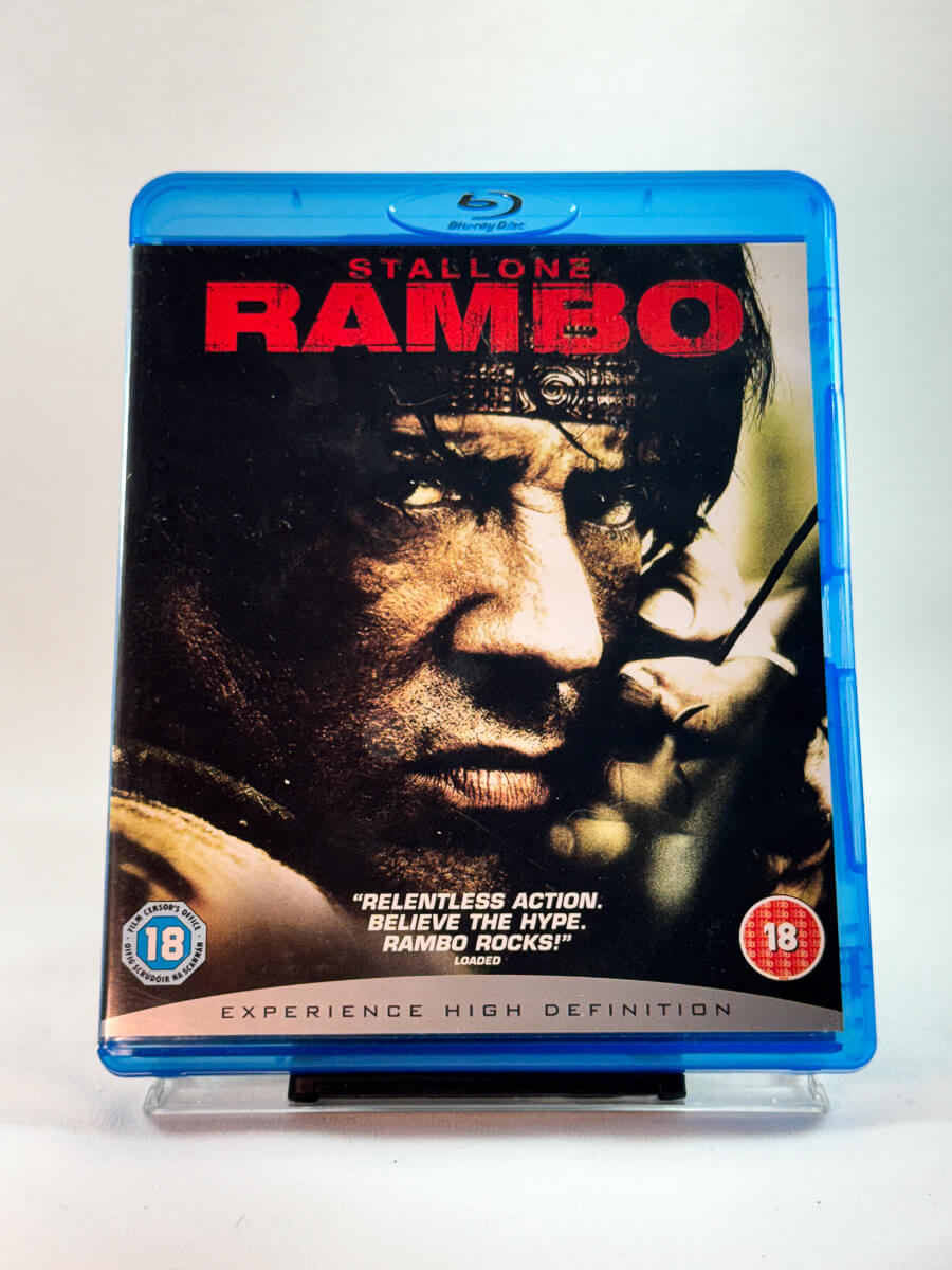 Forside av Blu-ray-cover til Rambo, brukt Blu-ray hos Brukbar Film