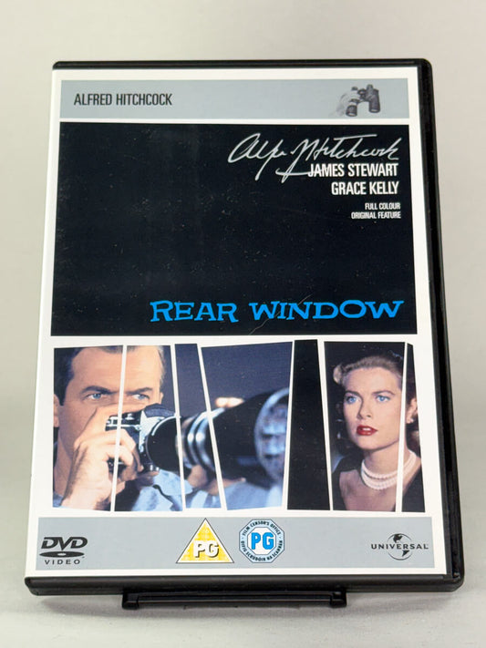 Brukt DVD-film Rear Window – forside av filmcover, klassiske spenningsthrillere fra Hitchcock på DVD hos Brukbar Film