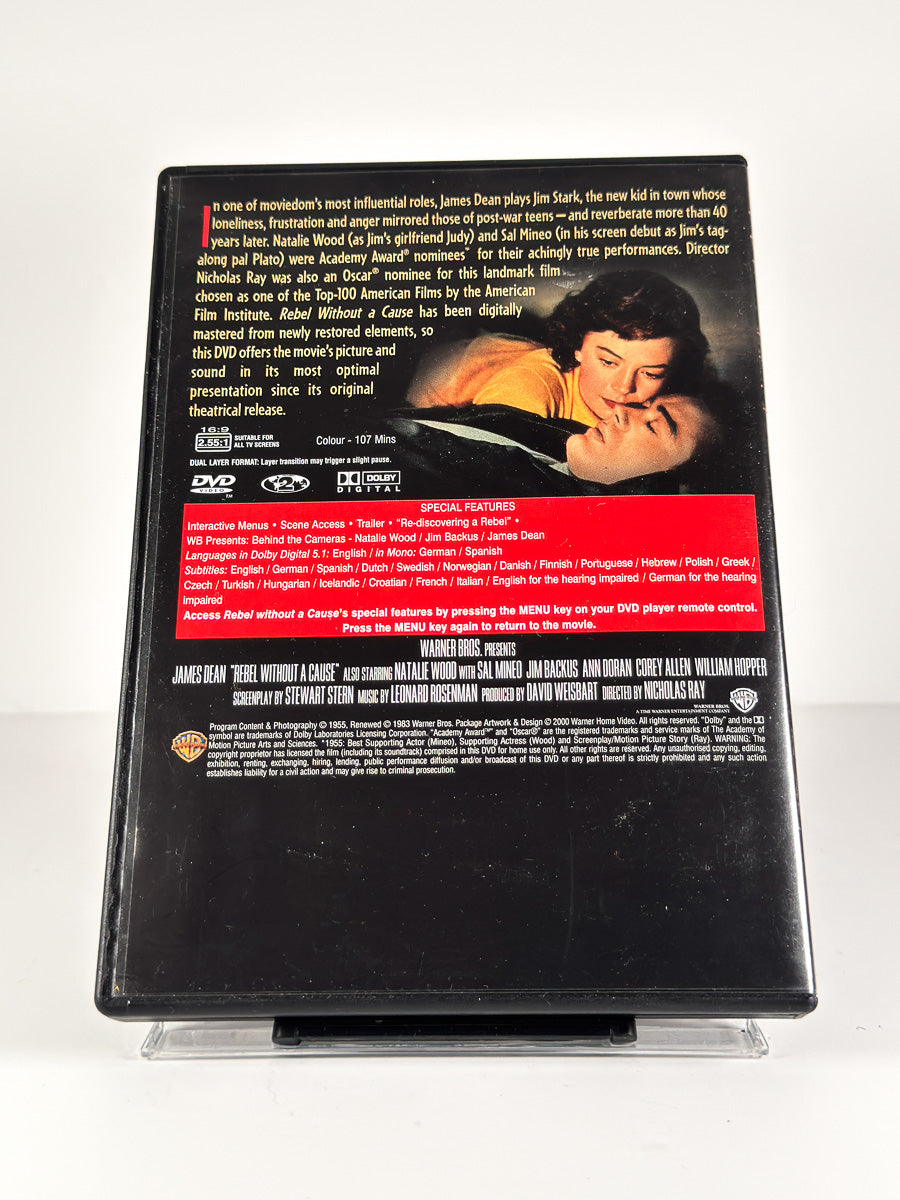 Bakside av cover til Rebel Without a Cause på DVD