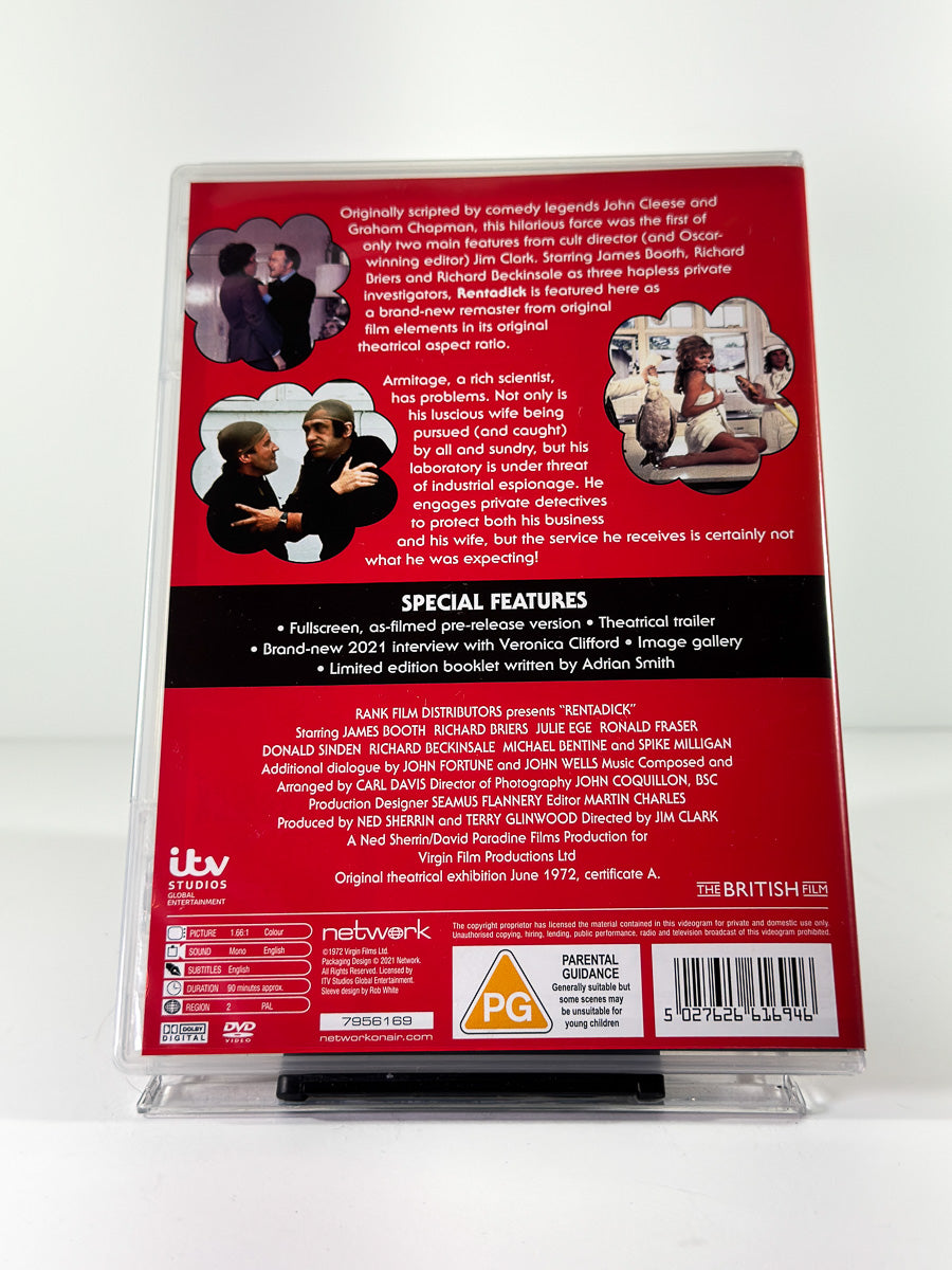 Bakside av cover til Rentadick på DVD