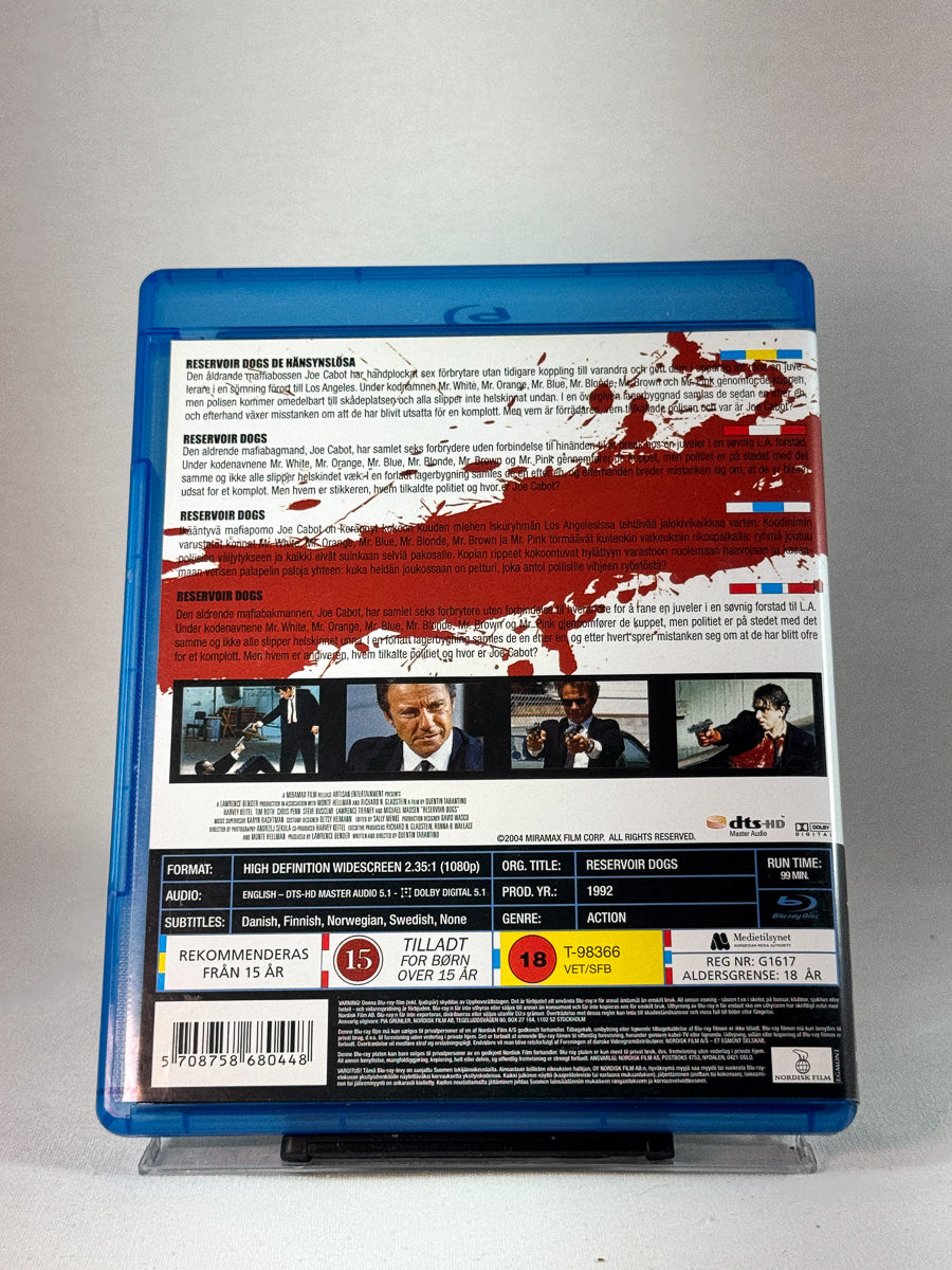 Bakside av cover til Reservoir Dogs, brukt Blu-ray hos Brukbar Film