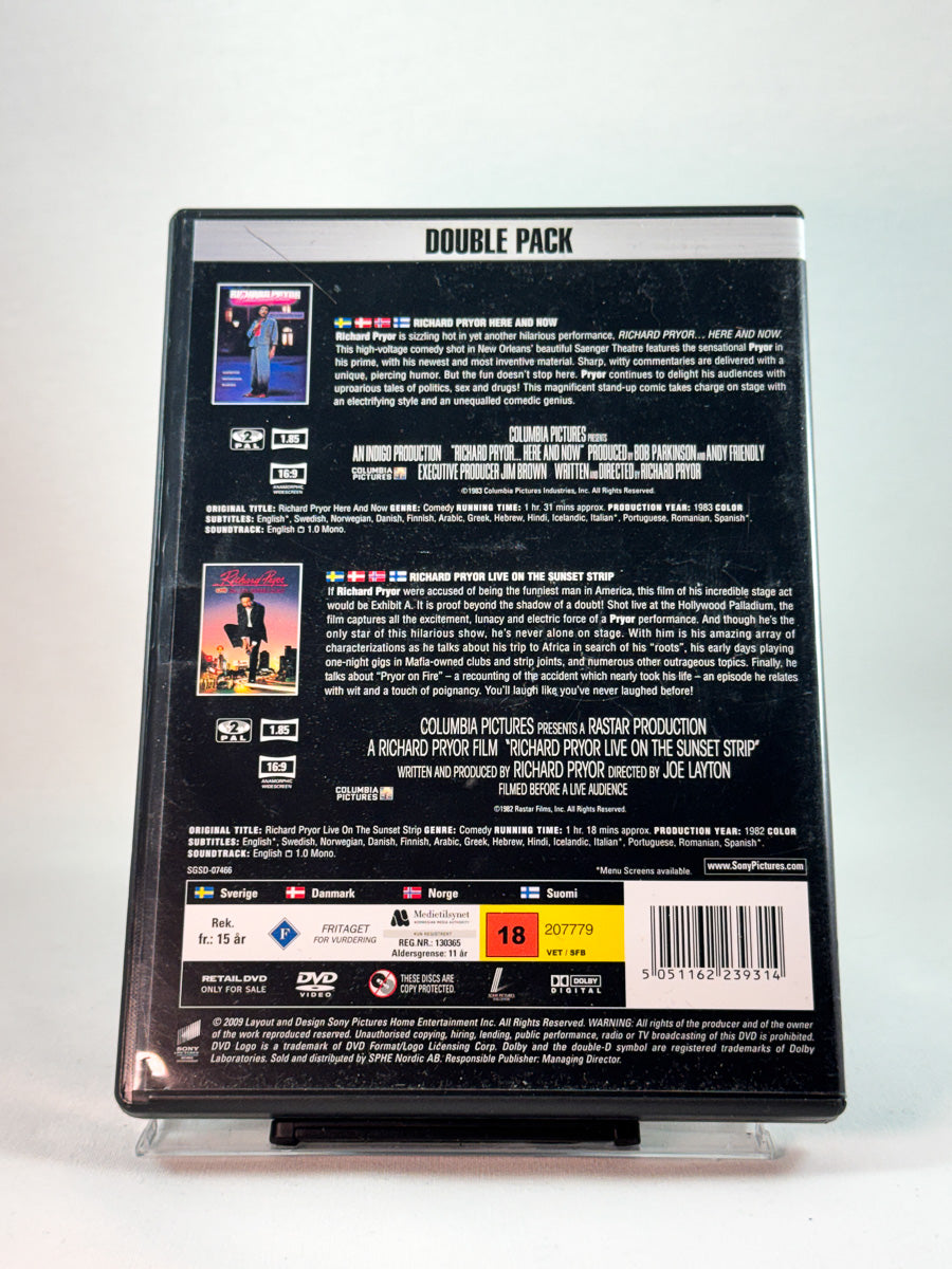 Bakside av cover til Richard Pryor: Here and Now / Live on the Sunset Strip, brukt DVD hos Brukbar Film