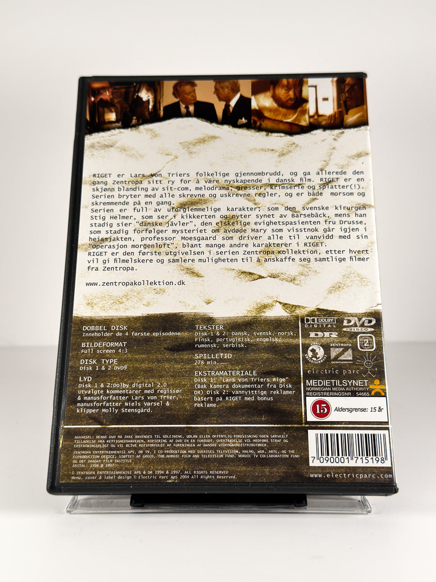 Bakside av cover til Riget på DVD