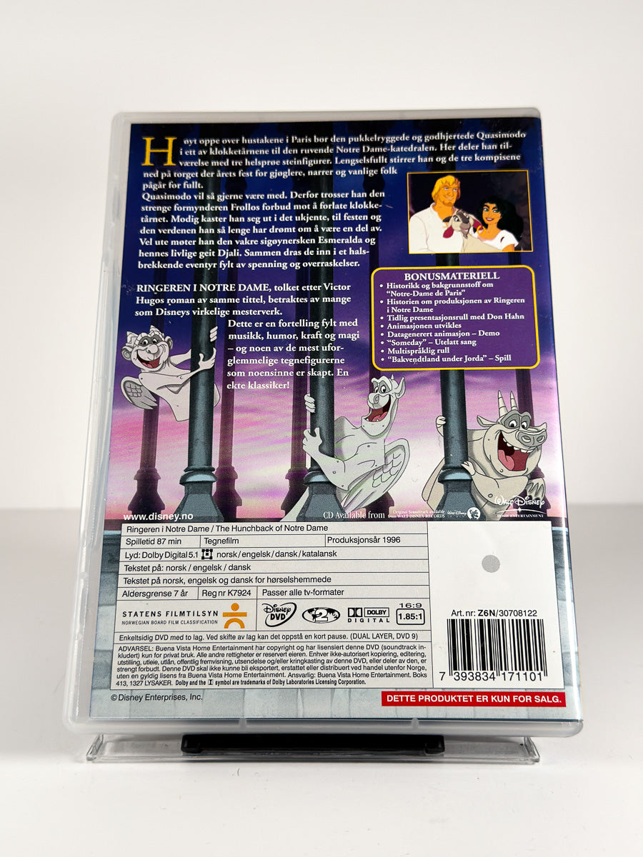 Bakside av cover til Ringeren i Notre Dame på DVD