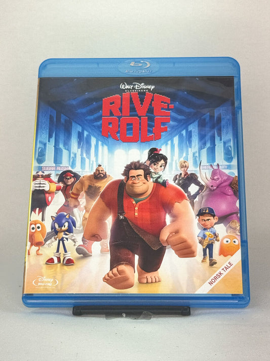 Forside av Blu-ray-cover til Rive-Rolf (Wreck-It Ralph) – moderne Disney animasjonsfilm med spilltema, brukt Blu-ray fra Brukbar Film