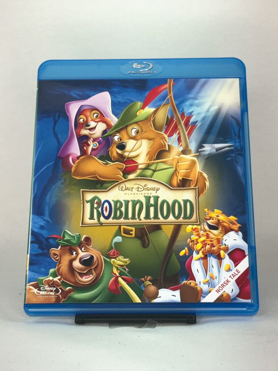 Forside av Blu-ray-cover til Robin Hood – animert Disney-eventyrklassiker med norsk tale, brukt Blu-ray fra Brukbar Film