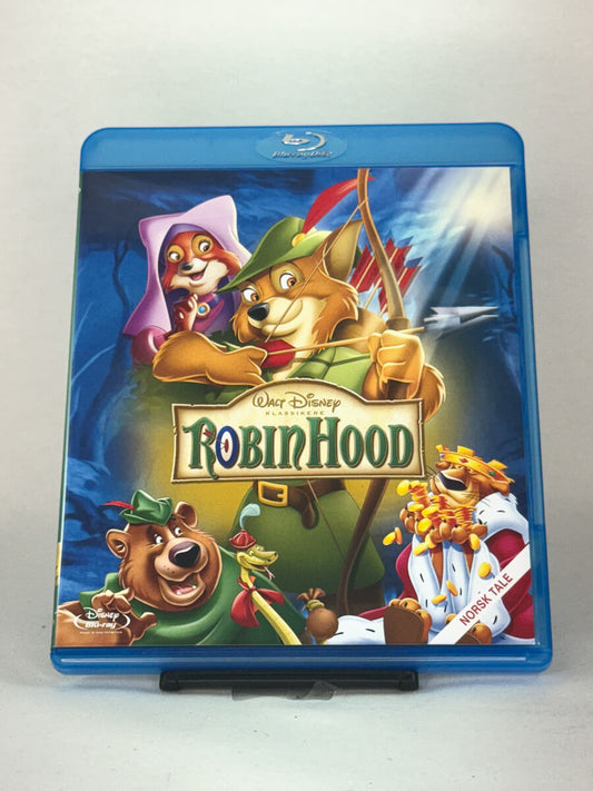 Forside av Blu-ray-cover til Robin Hood – animert Disney-eventyrklassiker med norsk tale, brukt Blu-ray fra Brukbar Film