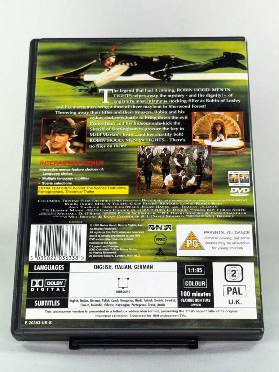 DVD-cover-bakside til filmen Robin Hood: Men in Tights – Brukt DVD fra nettbutikken Brukbar Film