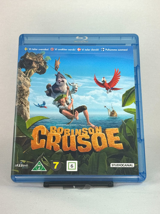 Forside av Blu-ray-cover til Robinson Crusoe – brukt animasjonsfilm for barn, Brukbar Film
