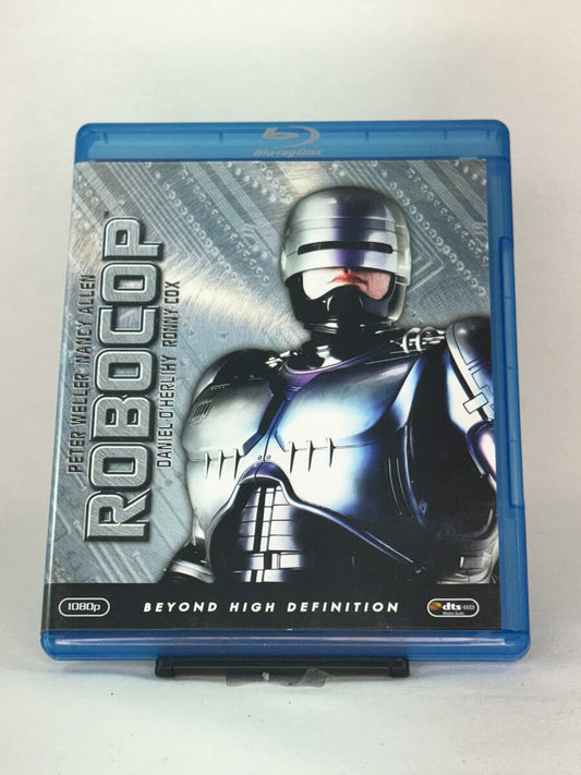 Forside av Blu-ray-cover til RoboCop (1987) – klassisk sci-fi-action med Peter Weller, brukt kultfilm hos Brukbar Film.