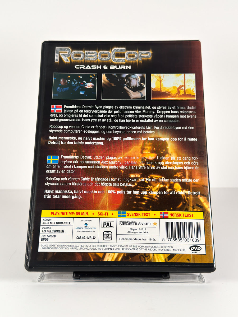 Bakside av cover til RoboCop – Crash & Burn på DVD