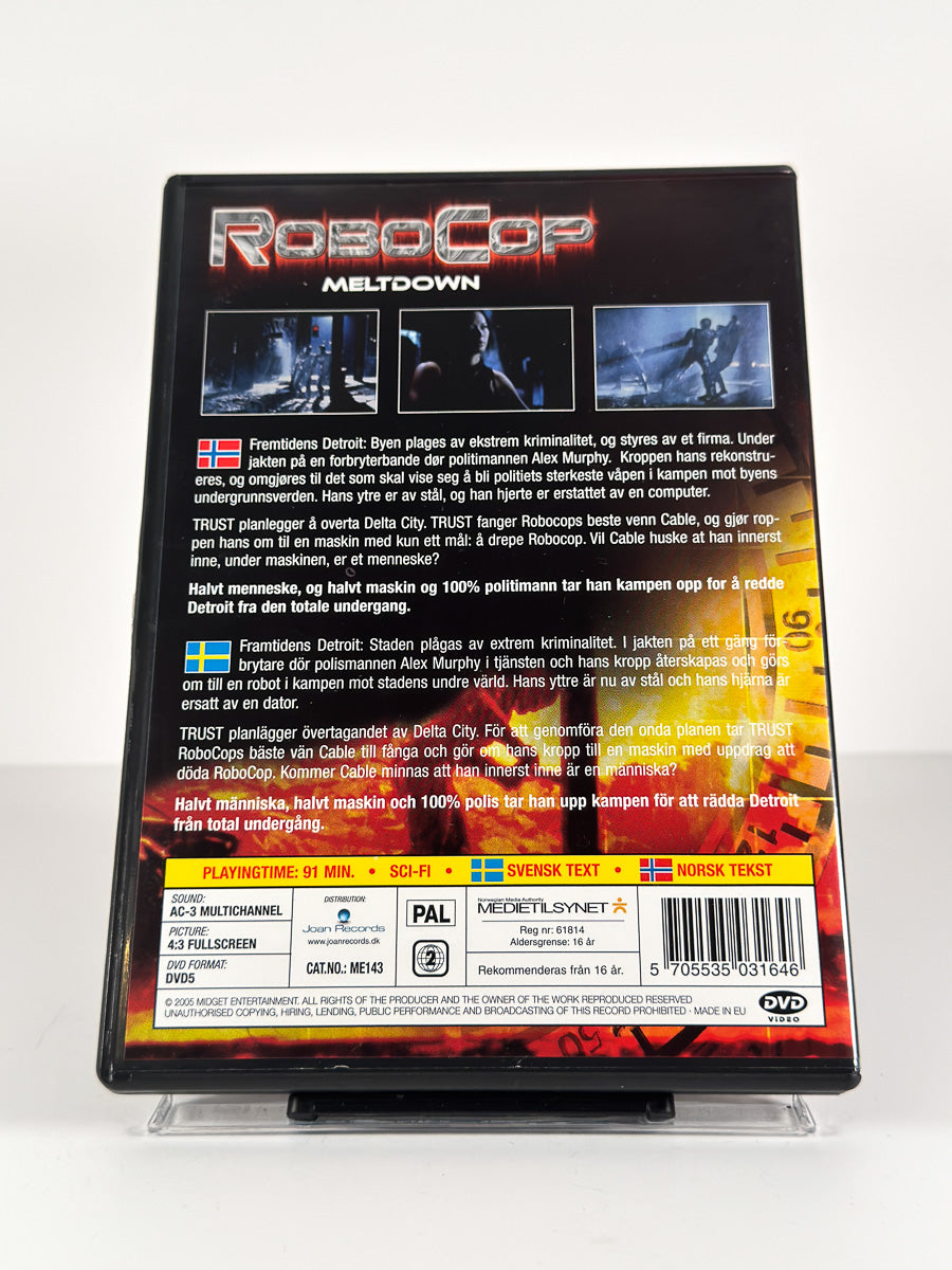 Bakside av cover til RoboCop – Meltdown på DVD