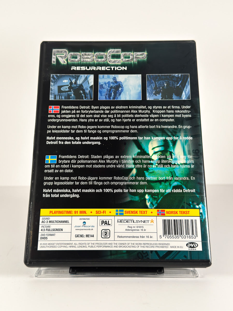 Bakside av cover til RoboCop – Resurrection på DVD