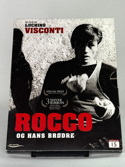 Forside av DVD-cover til Rocco og hans brødre – italiensk klassiker på brukt DVD fra Brukbar Film.