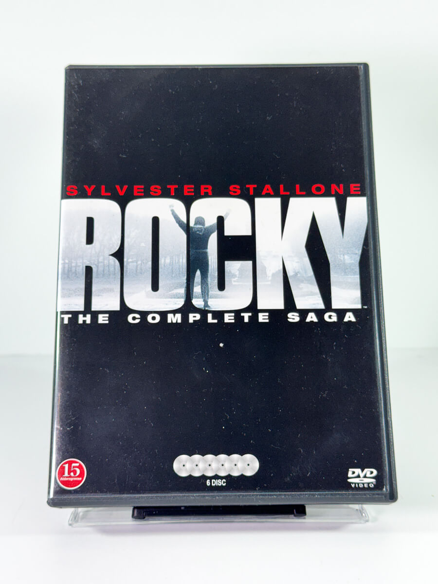 Forside av cover til Rocky The Complete Saga, brukt DVD hos Brukbar Film