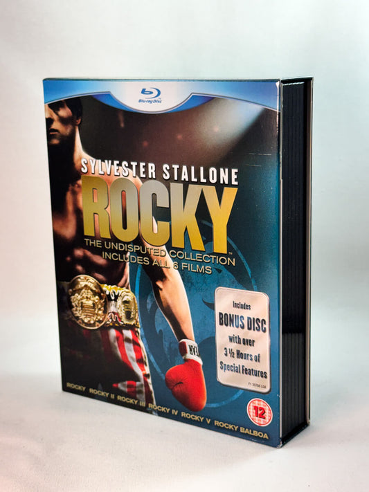 Forside av cover til Rocky – The Undisputed Collection, brukt Blu-ray-utgivelse hos Brukbar Film