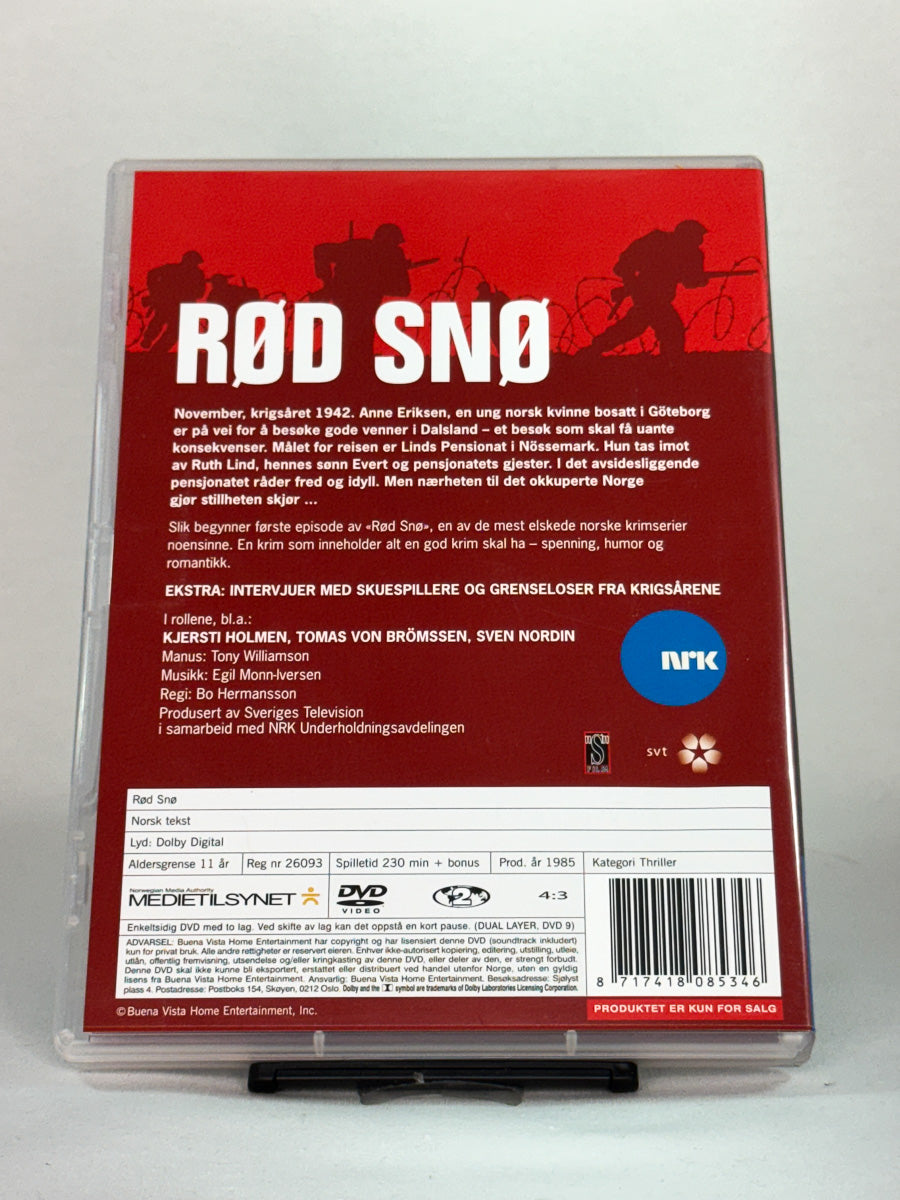 DVD-cover-bakside til serien Rød snø – Brukt DVD fra nettbutikken Brukbar Film