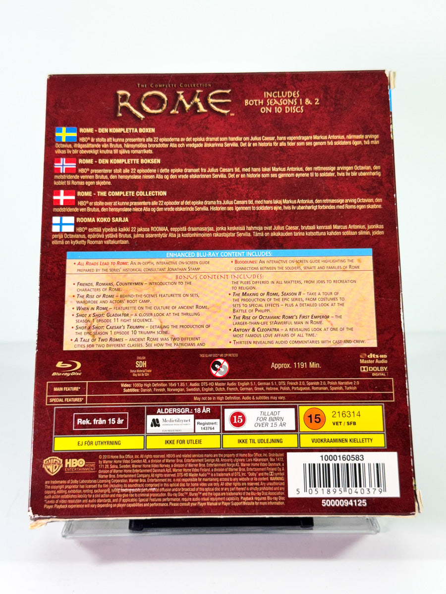 Bakside av cover til Rome The Complete Collection, brukt original Blu-ray hos Brukbar Film