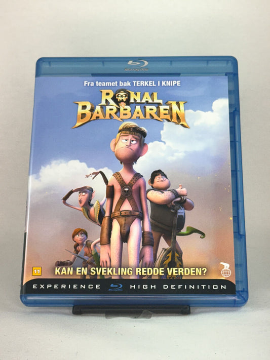 Forside av Blu-ray-cover til Ronal Barbaren – brukt animasjonsfilm med humor og eventyr, tilgjengelig hos Brukbar Film