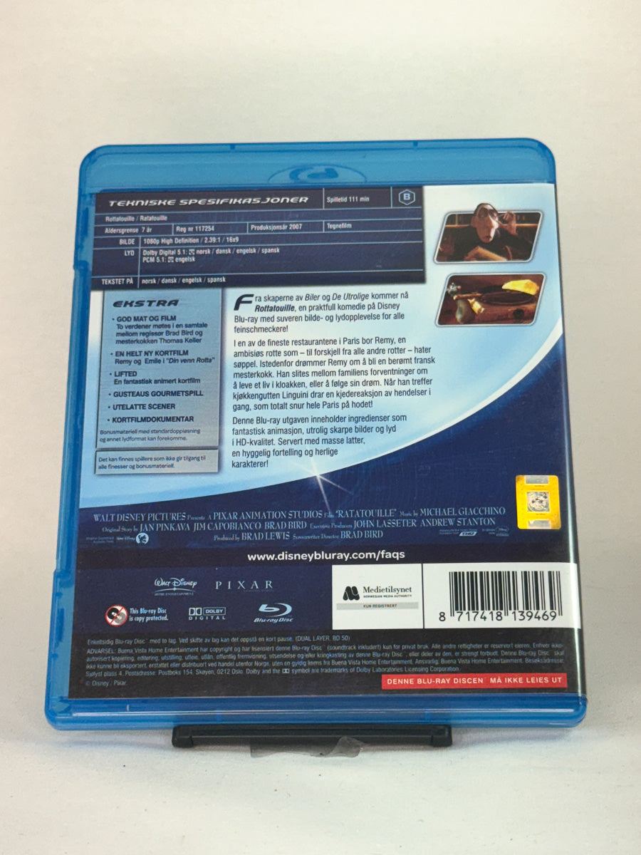 Bakside av Blu-ray-cover for Rottatouille – brukt original Disney Pixar-film på Blu-ray, kjøp hos Brukbar Film