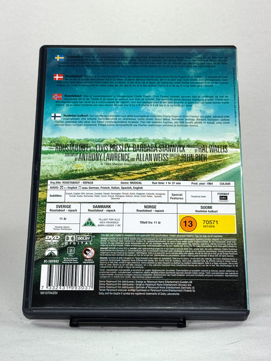 DVD-cover-bakside til filmen Roustabout – Brukt DVD fra nettbutikken Brukbar Film